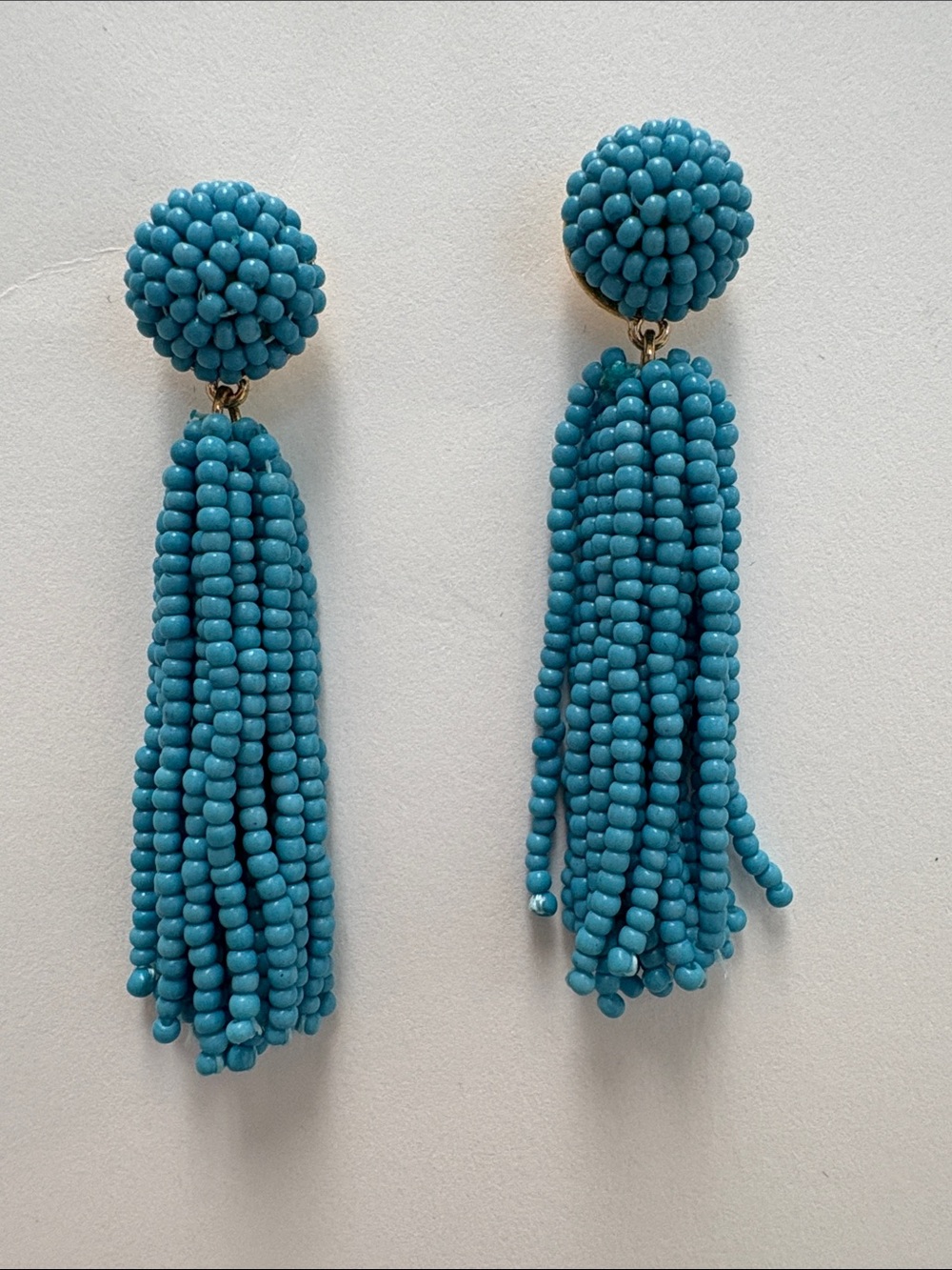 Turquoise Beaded Tassel Drop Earrings